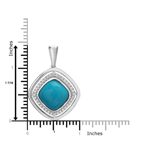 3.58ct Turquoise Pendants with 0.16tct Diamond set in 18K White Gold