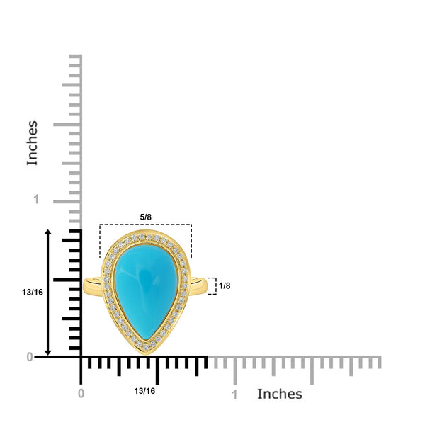 4.67ct Turquoise Rings with 0.17tct Diamond set in 18K Yellow Gold