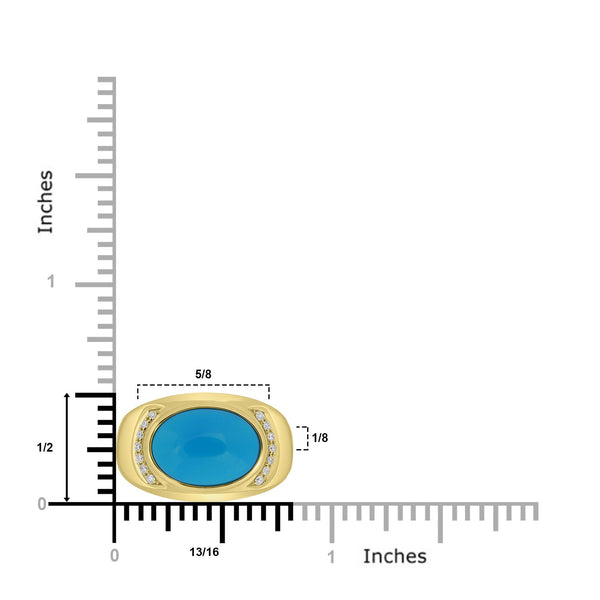 4.68ct Turquoise Rings with 0.12tct Diamond set in 18K Yellow Gold