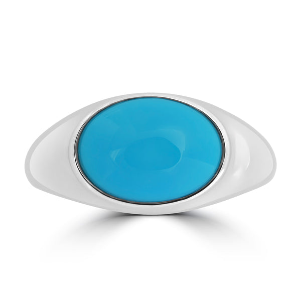 3.34ct Turquoise Rings with -tct - set in 18K White Gold
