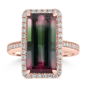 5.88ct Tourmaline Rings with 0.4tct Diamond set in 18K Rose Gold