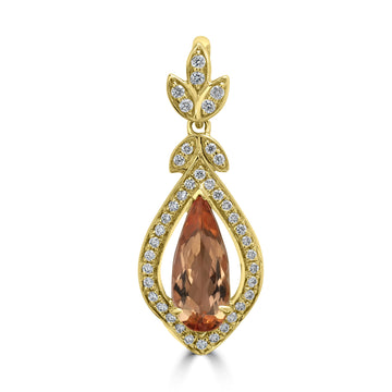 1.06ct Tourmaline Pendants with 0.14tct Diamond set in 18K Yellow Gold