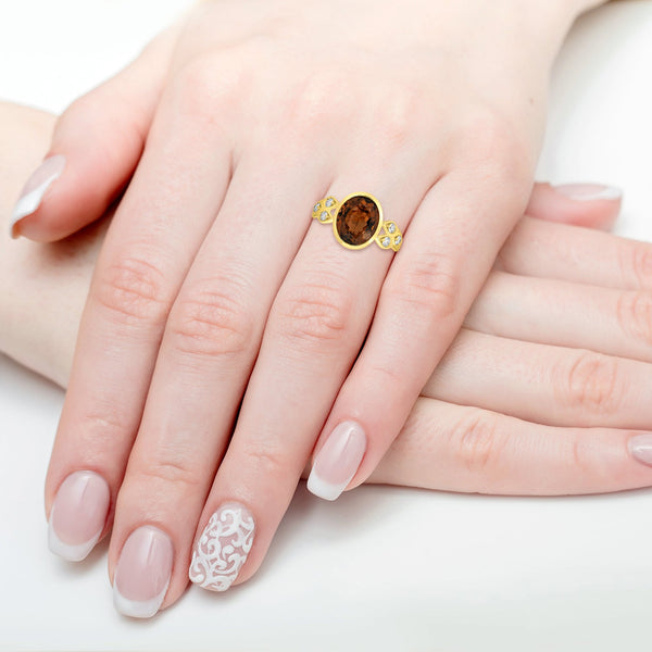 3.45ct Tourmaline Rings with 0.24tct Diamond set in 18K Yellow Gold