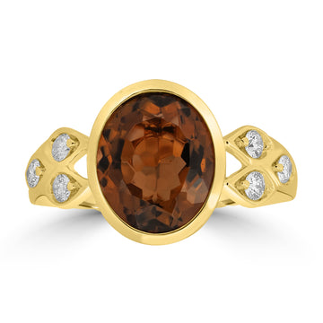 3.45ct Tourmaline Rings with 0.24tct Diamond set in 18K Yellow Gold