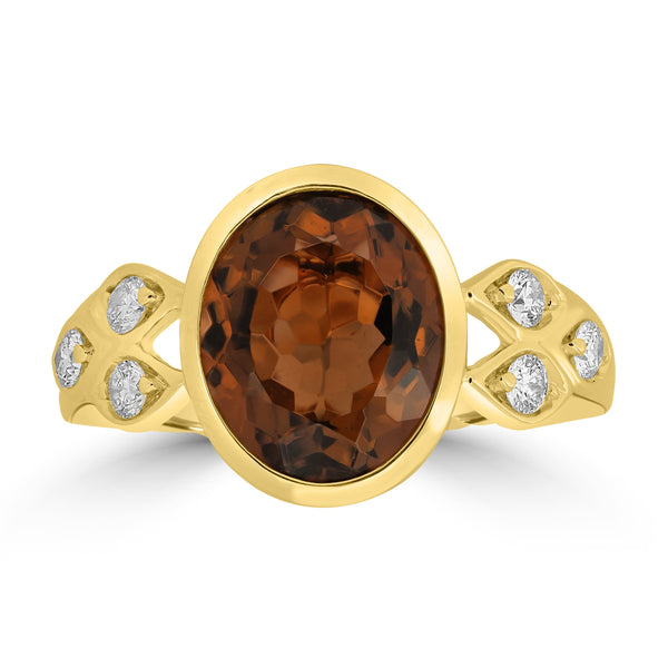 3.45ct Tourmaline Rings with 0.24tct Diamond set in 18K Yellow Gold
