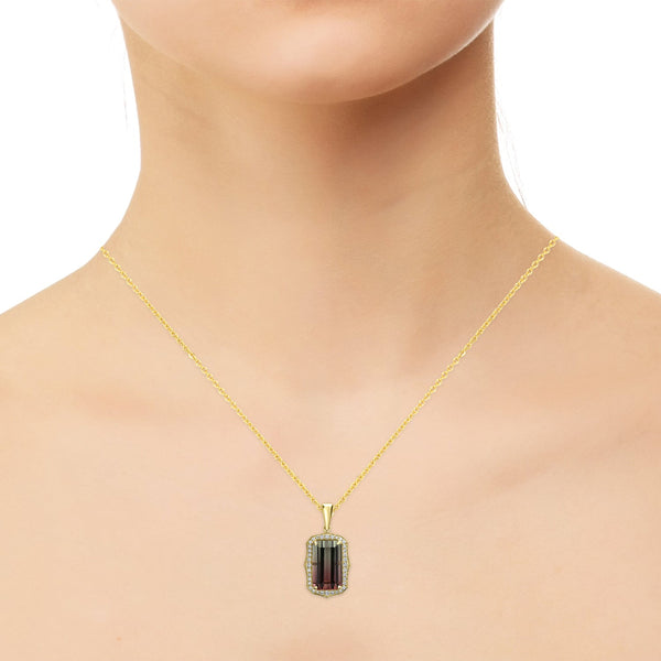 7.07ct Tourmaline Pendants with 0.22tct Diamond set in 18K Yellow Gold