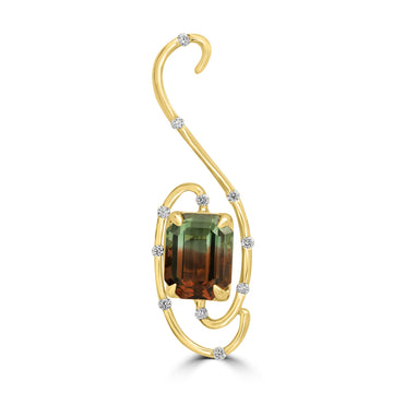 2.38ct Tourmaline Pendants with 0.11tct Diamond set in 18K Yellow Gold