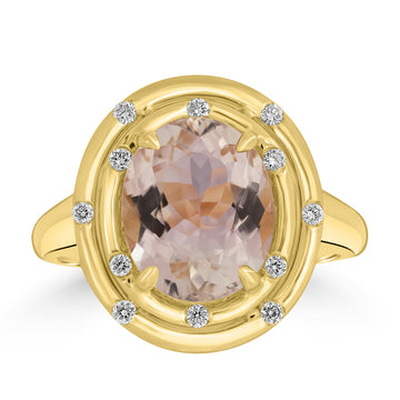 3.52ct Tourmaline Rings with 0.12tct Diamond set in 18K Yellow Gold