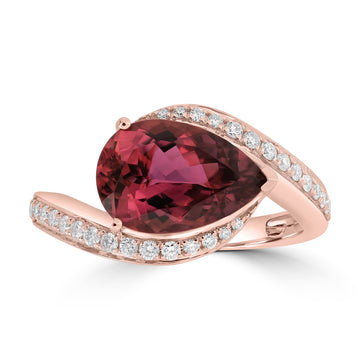 2.74ct Tourmaline Rings with 0.27tct Diamond set in 18K Rose Gold