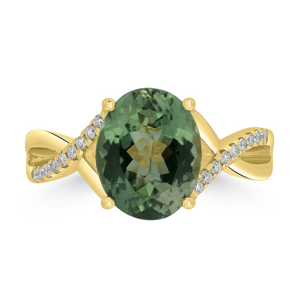 2.87ct Tourmaline Rings with 0.1tct Diamond set in 18K Yellow Gold