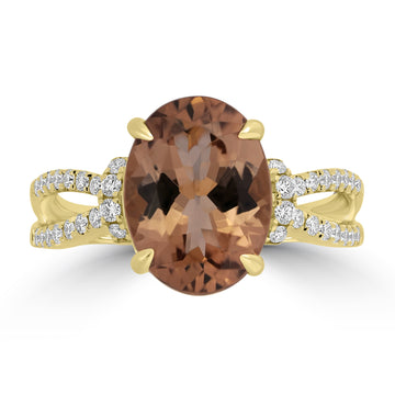 3.86ct Tourmaline Rings with 0.28tct Diamond set in 18K Yellow Gold