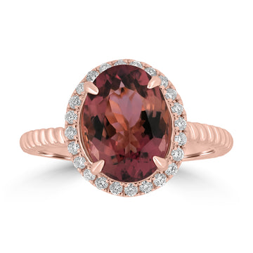 3.58ct Tourmaline Rings with 0.21tct Diamond set in 18K Rose Gold