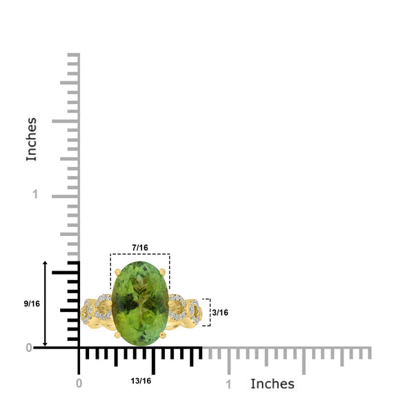 6.65ct Tourmaline Rings with 0.29tct Diamond set in 18K Yellow Gold