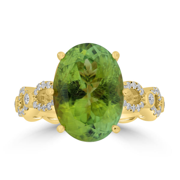 6.65ct Tourmaline Rings with 0.29tct Diamond set in 18K Yellow Gold