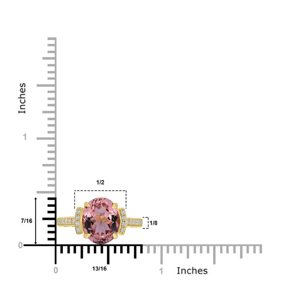 3.84ct Tourmaline Rings with 0.16tct Diamond set in 18K Yellow Gold