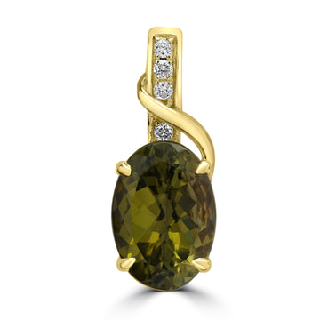 4.09ct Tourmaline Pendants with 0.06tct Diamond set in 18K Yellow Gold