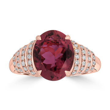3.37ct Tourmaline Rings with 0.33tct Diamond set in 18K Rose Gold