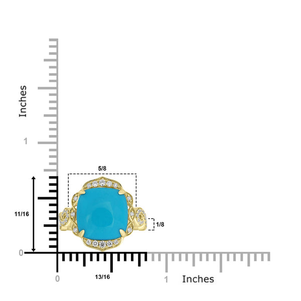 4.73ct Turquoise Rings with 0.28tct Diamond set in 18K Yellow Gold