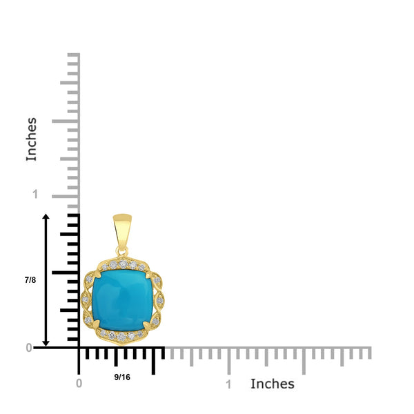 3.36ct Turquoise Pendants with 0.12tct Diamond set in 18K Yellow Gold