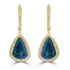 6.19ct Black Opal Earrings with 0.73tct Diamond set in 18K Yellow Gold