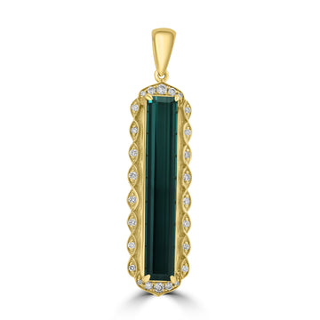 4.9ct Tourmaline Pendants with 0.2tct Diamond set in 18K Yellow Gold