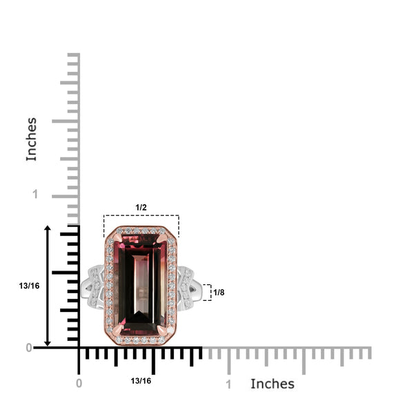 7.65ct Tourmaline Rings with 0.33tct Diamond set in 18K Two Tone Gold