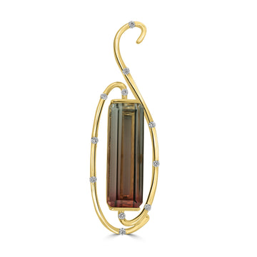6.47ct Tourmaline Pendants with 0.11tct Diamond set in 18K Yellow Gold