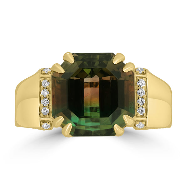 7.14ct Tourmaline Rings with 0.07tct Diamond set in 18K Yellow Gold