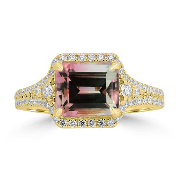 2.89ct Tourmaline Rings with 0.45tct Diamond set in 18K Yellow Gold