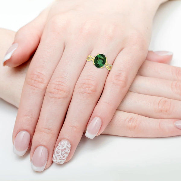 3.13ct Tourmaline Rings with 0.10tct Diamond set in 18K Yellow Gold