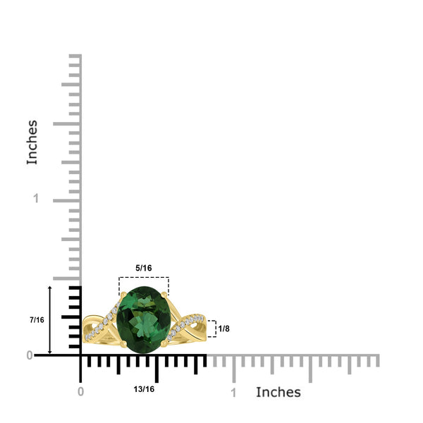 3.13ct Tourmaline Rings with 0.10tct Diamond set in 18K Yellow Gold