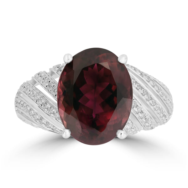 5.34ct Tourmaline Rings with 0.33tct Diamond set in 18K White Gold