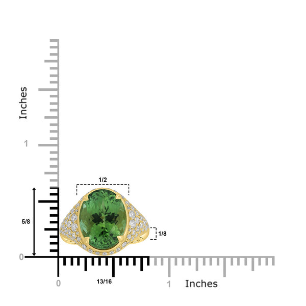 8.18ct Tourmaline Rings with 0.98tct Diamond set in 18K Yellow Gold