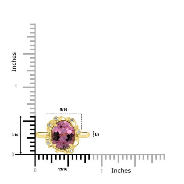 4.15ct Tourmaline Rings with 0.06tct Diamond set in 18K Yellow Gold