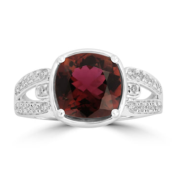 2.32ct Tourmaline Rings with 0.18tct Diamond set in 18K White Gold