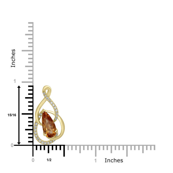1.37ct Imperial Topaz Pendants with 0.103tct Diamond set in 18K Yellow Gold
