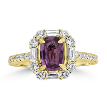 1.063ct Unheated Sapphire Rings with 0.58tct Diamond set in 18K Yellow Gold
