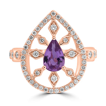 1.083ct Unheated Sapphire Rings with 0.499tct Diamond set in 18K Rose Gold