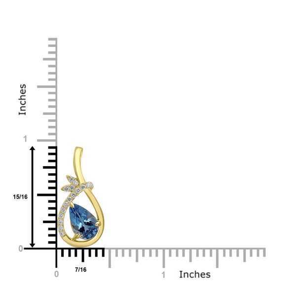 1.41ct Aquamarine Pendants with 0.151tct Diamond set in 18K Yellow Gold
