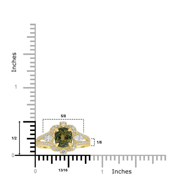 2.56ct Unheated Sapphire Rings with 0.595tct Diamond set in 18K Yellow Gold