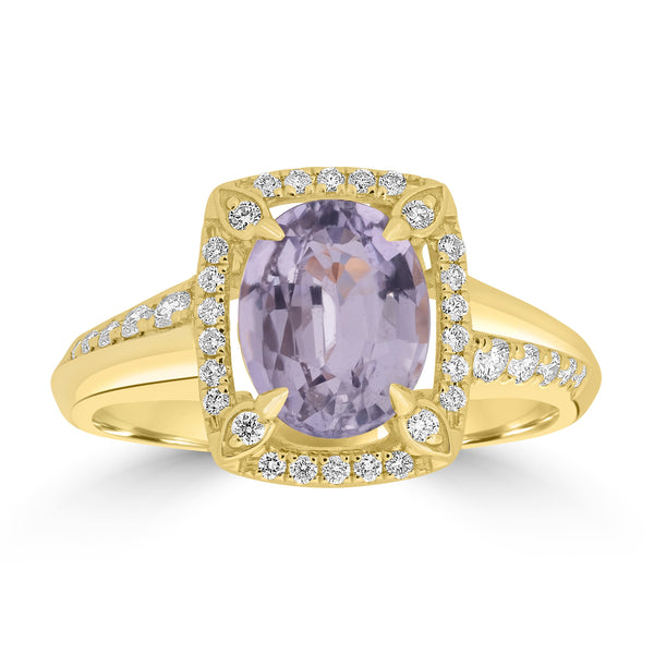 2.19ct Unheated Sapphire Rings with 0.251tct Diamond set in 18K Yellow Gold