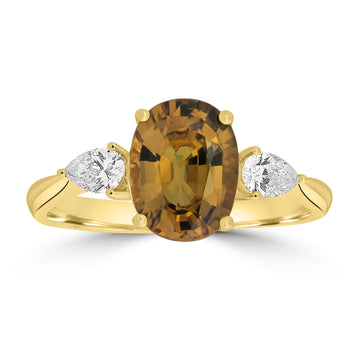 2.46ct Unheated Sapphire Rings with 0.296tct Diamond set in 18K Yellow Gold