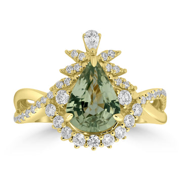 1.936ct Sapphire Rings with 0.519tct Diamond set in 18K Yellow Gold