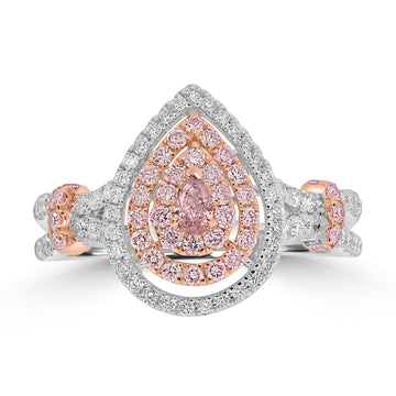 0.11ct Pink Diamond Rings with 0.88tct Diamond set in 18K Two Tone Gold