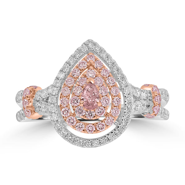0.11ct Pink Diamond Rings with 0.88tct Diamond set in 18K Two Tone Gold