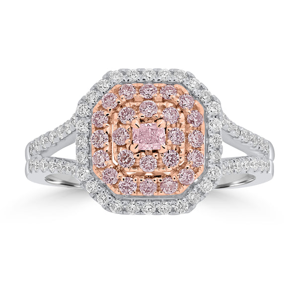 0.09ct Pink Diamond Rings with 0.62tct Diamond set in 18K Two Tone Gold