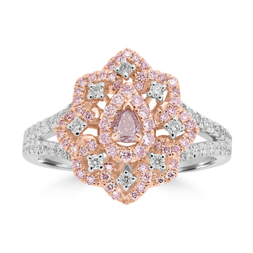 0.12ct Pink Diamond Rings with 0.63tct Diamond set in 18K Two Tone Gold