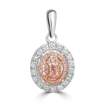 0.11ct Pink Diamond Pendants with 0.5tct Diamond set in 18K Two Tone Gold
