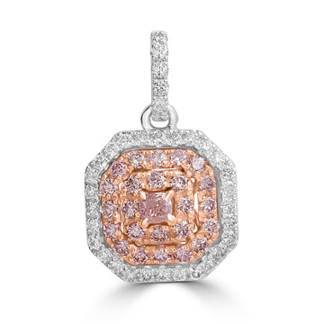 0.09ct Pink Diamond Pendants with 0.55tct Diamond set in 18K Two Tone Gold