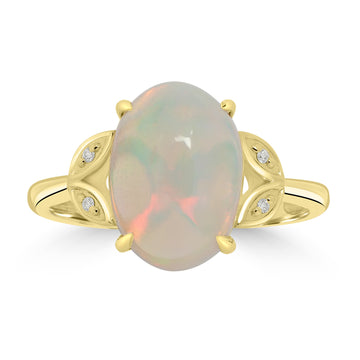 3.34ct Opal Rings with 0.02tct Diamond set in 14K Yellow Gold